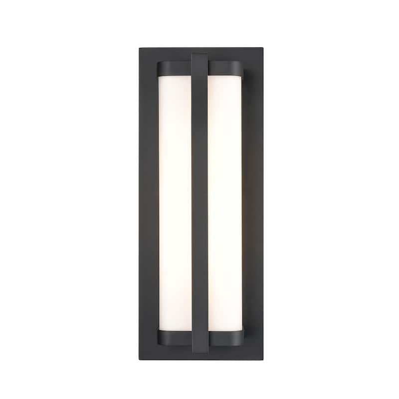 Millennium Lighting Amster 1 Light 16" LED Outdoor Wall Sconce in Powder Coat Black with Frosted Shade