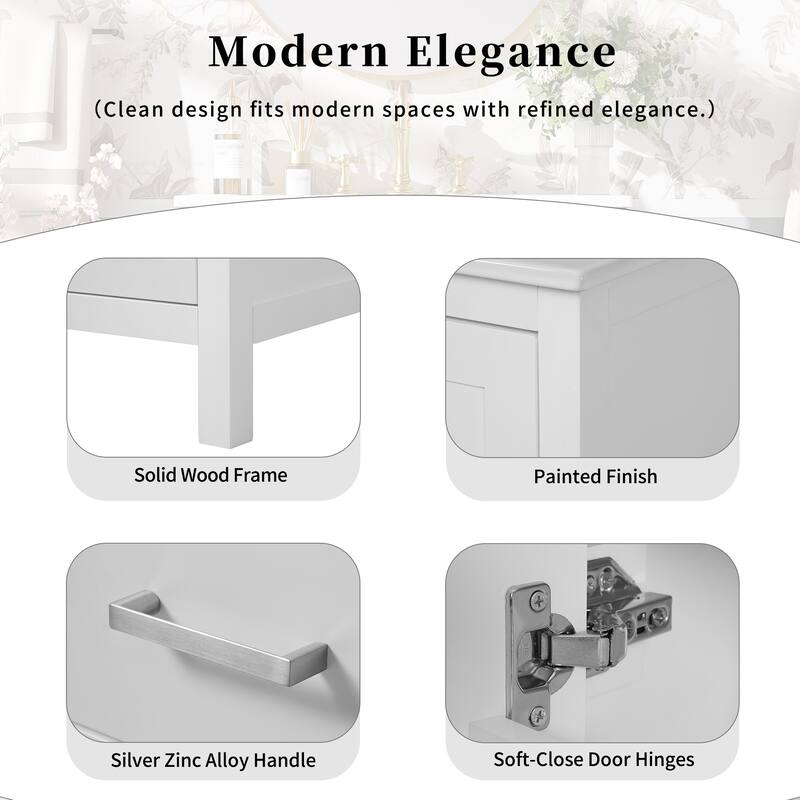 Bathroom Vanity with Sink, Multi-Functional Bathroom Cabinet, Bathroom Vanity with Door Shelf, Soft-Close Doors & 1 Drawer