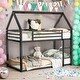 preview thumbnail 1 of 8, Twin over Twin House Bunk Bed with Built-in Ladder, Space-Saving, Black