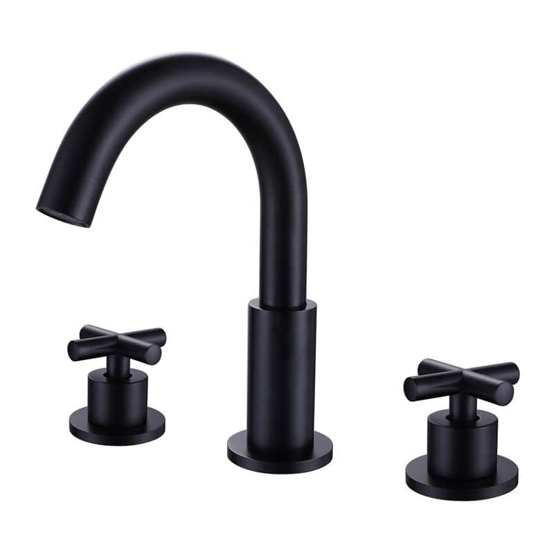 2 Handles 3 Holes Bathroom Sink Round Faucet with Water Supply Lines