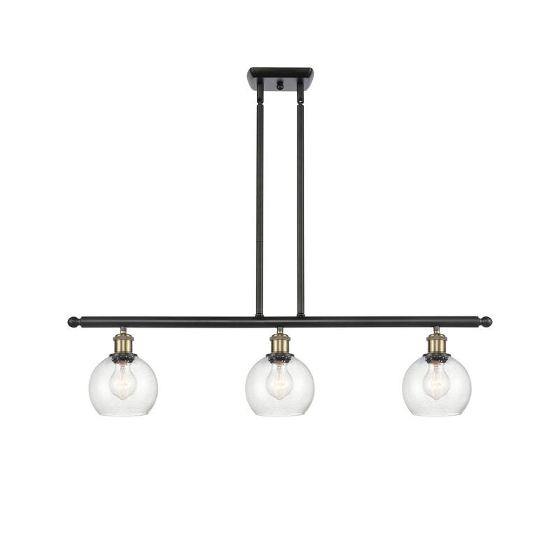 Innovations Lighting Athens 3 Light 36" Island Light - 6" Shade - Black Antique Brass/Seedy