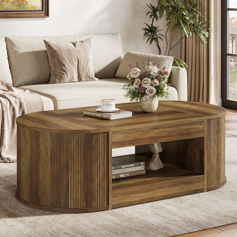 Large Coffee Table with Storage Shelf, Center Tea Cocktail Accent Table, Living Room Office Reception Sofa Table