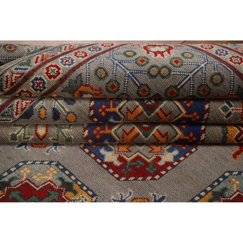 All-Over Gray Kazak Oriental Area Rug Wool Carpet - 8'4" x 11'4"
