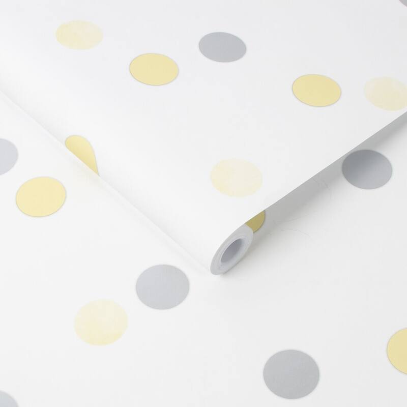 Dotty Polka Yellow and Silver Wallpaper
