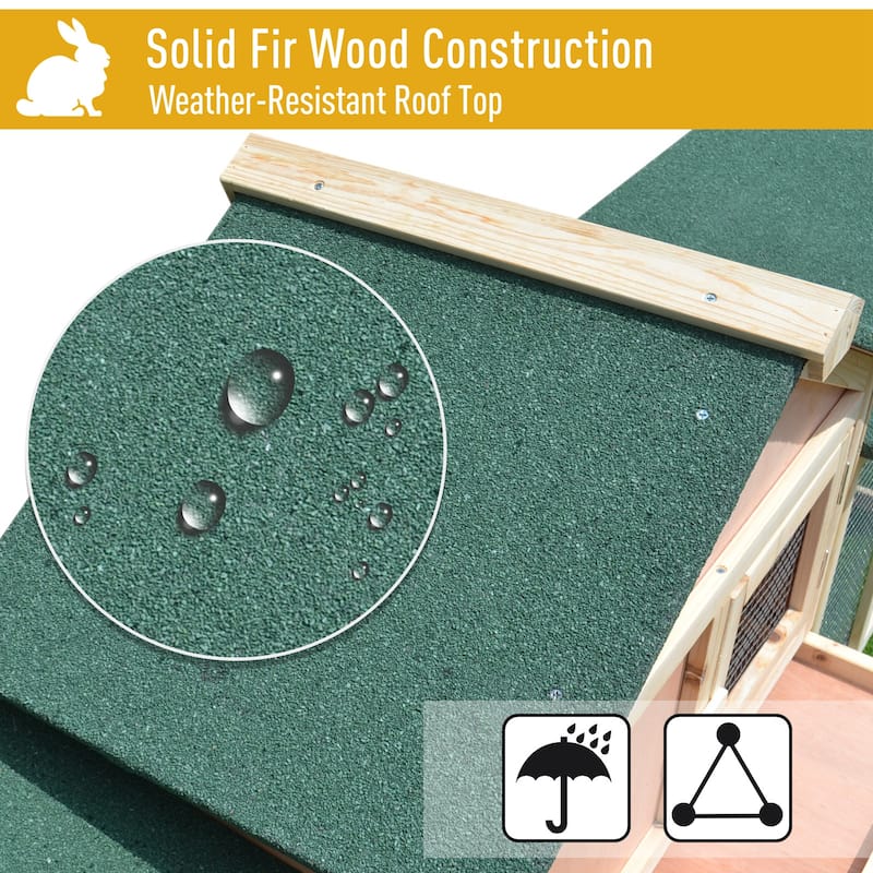 PawHut 83" Wooden Rabbit Hutch Large Bunny Hutch House with Double Run, Removable Tray and Waterproof Roof for Outdoor