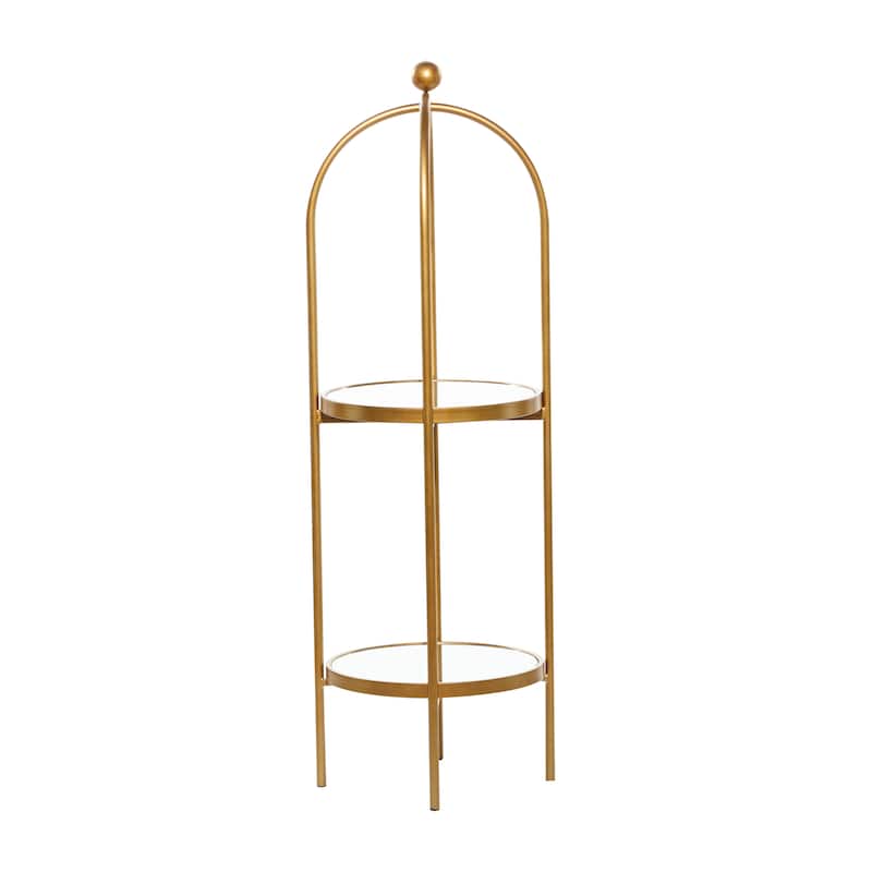 Metal 2 Shelf Shelving Unit with Mirror Shelves - Gold - Roche River Decor - 18"Wx16"Lx46"H