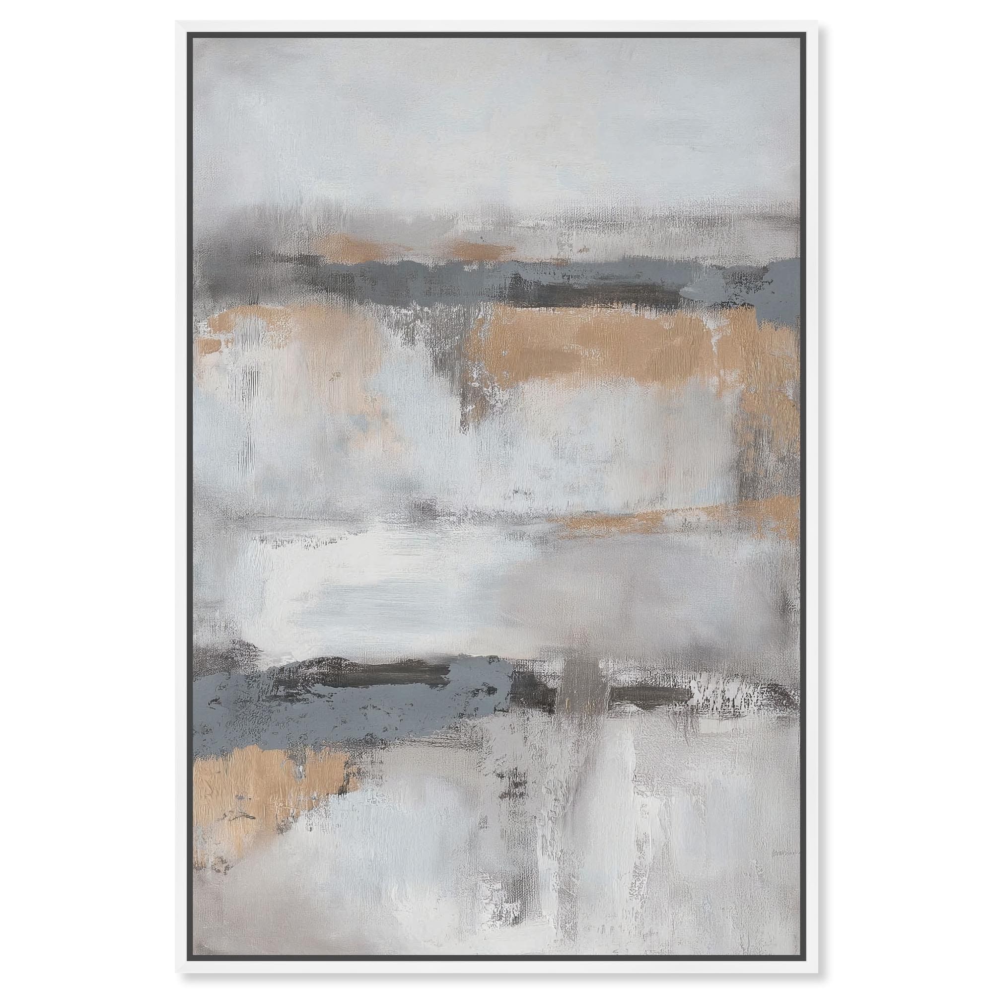 Grey and Beige Modern Decor Framed Canvas Print by Art Remedy