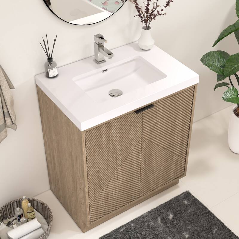 Milano 30" Freestanding Bathroom Vanity with White Acrylic Sink