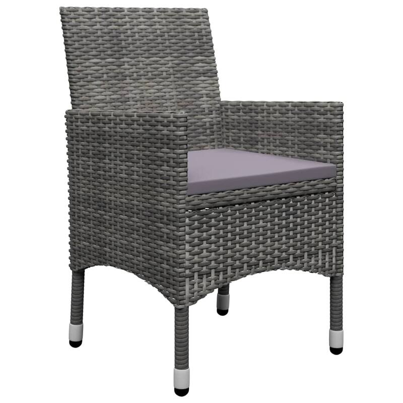 vidaXL Dining Set Grey Solid acacia wood, Powder-coated steel, PE rattan - 35.4 x 78.7 x 29.1
