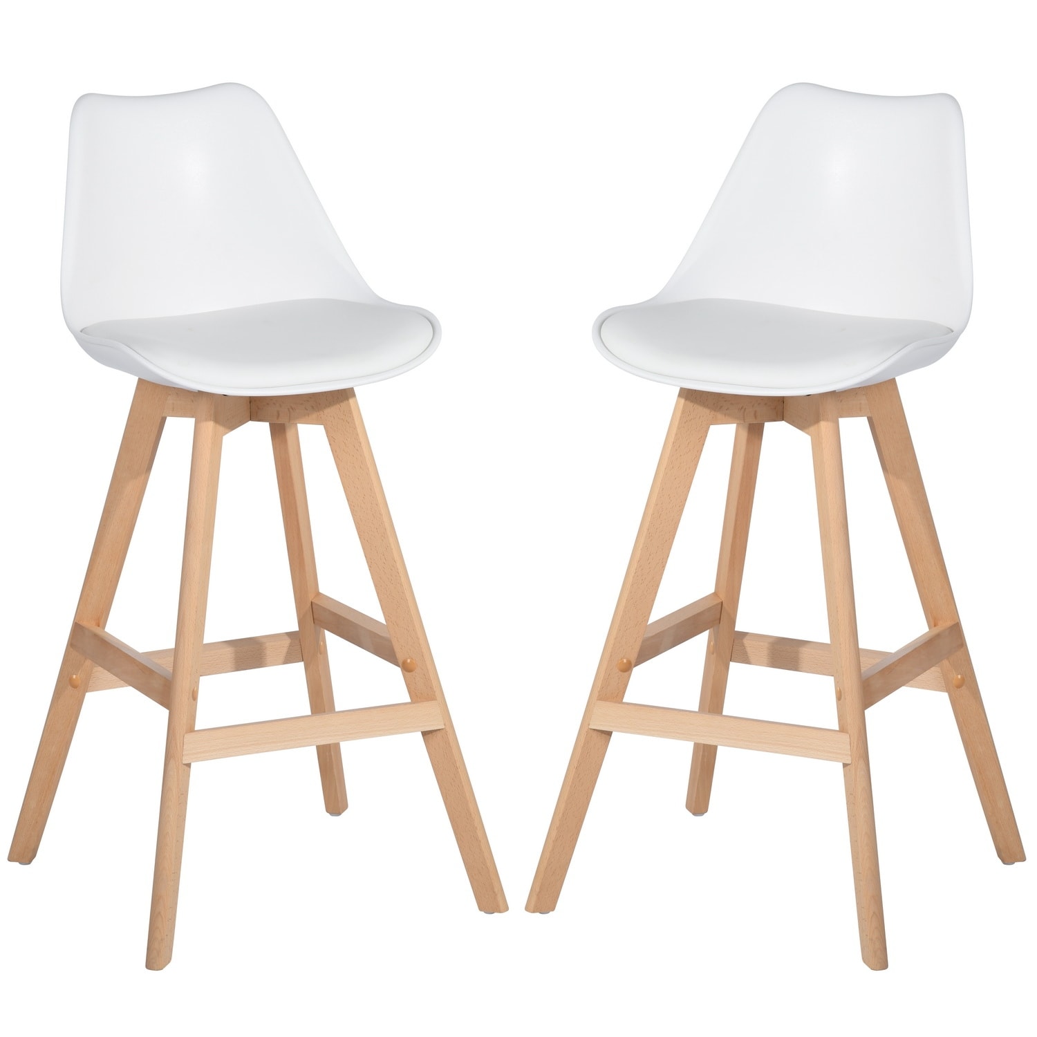 HOMYLIN Scandinavian Style Plastic High Back And Solid Oak Bar