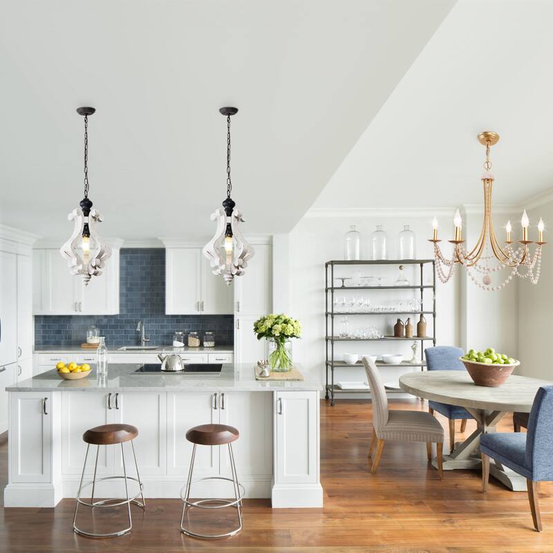 Oaks Aura Rustic Wood Pendant Light Kitchen Island Light, Farmhouse Hallway Chandelier, Dining Pendant Light