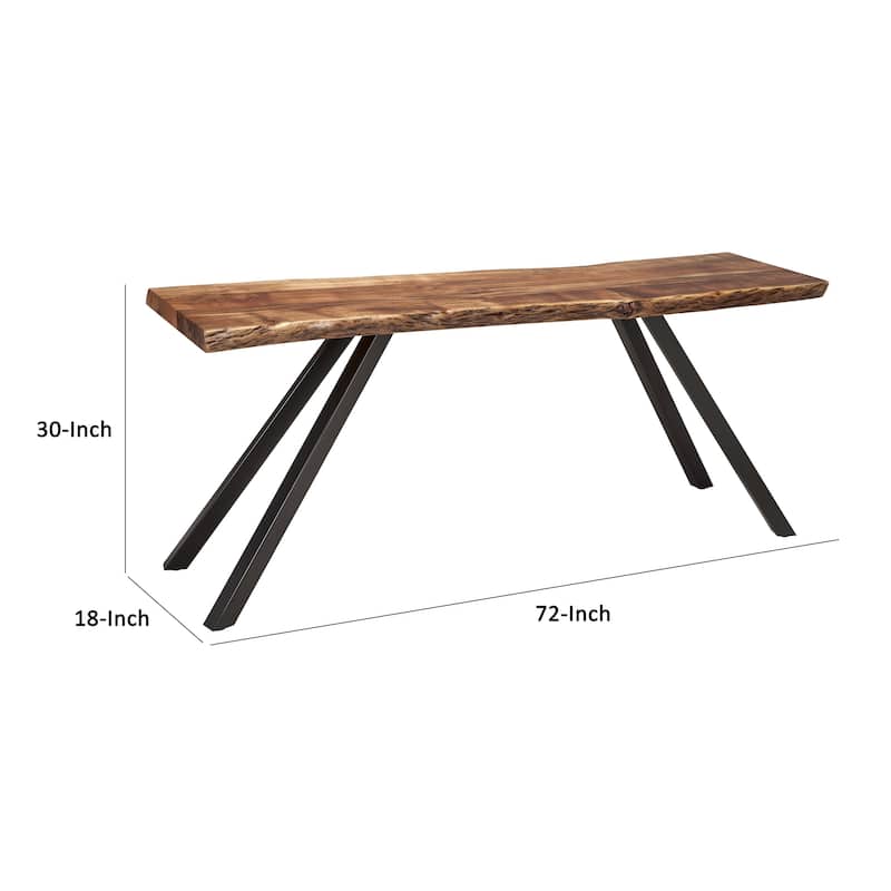 Isla 72 Inch Console Side Table, Acacia Wood Surface, Live Edge, Brown