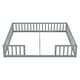 preview thumbnail 41 of 45, Twin Size Kids Bed Frame, Double Twin Floor Bed with Fence Guardrails