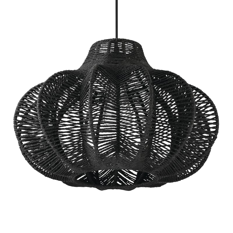 Handwoven Paper Rope and Metal Ceiling Pendant Lamp - 17.7"L x 17.7"W x 11.8"H