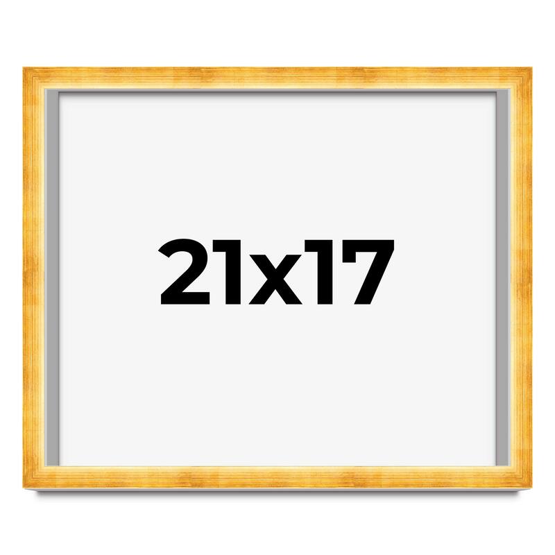 21x17 Shadow Box Frame Gold | 1.625 Inches Deep Real Wood Traditional