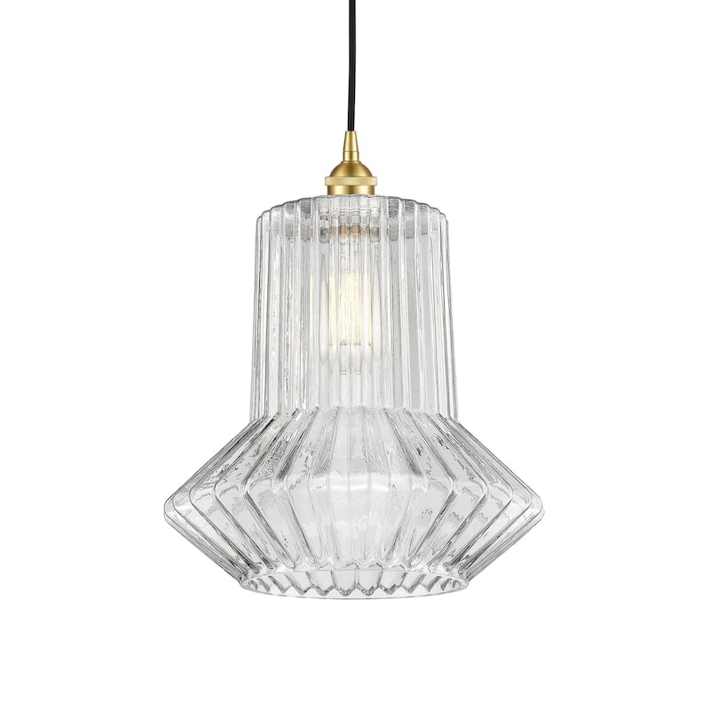Innovations Lighting 616-1P-16-12 Springwater Pendant Springwater 12" - Satin Gold / Clear Spiral Fluted
