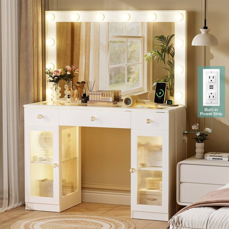 Makeup Vanity with 3 Modes Lighted Mirror & 12 LED Bulbs