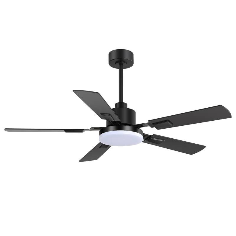 48"/52"/60" Modern Black LED Ceiling Fan with Light Remote (5/6 Reversible Blades)