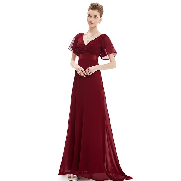 Ever-Pretty Womens Elegant V-Neck Ruched Chiffon Formal Evening Prom Party Dress 09890