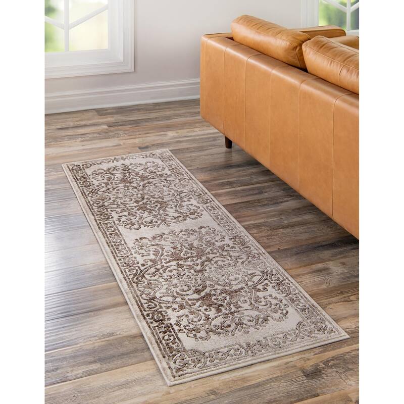 Traditional Wralvale Collection Area Rug - Chocolate Brown - 2'6"x13'