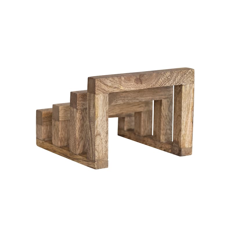Mango Wood Cutting Board Stand with 3 Sections - 6.0"L x 6.0"W x 4.5"H