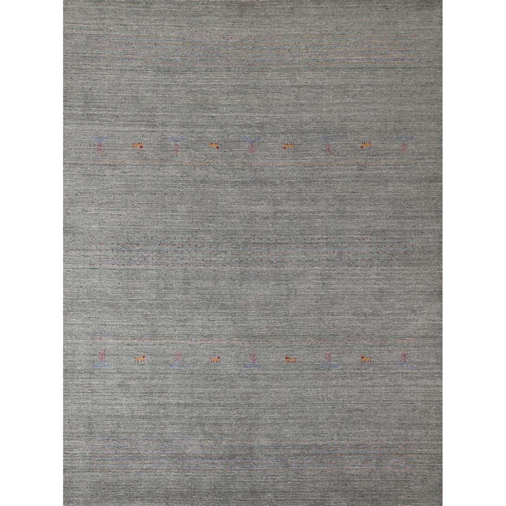 Gabbeh Indian Area Rug Handmade Wool Carpet - 7'11"x 9'8"