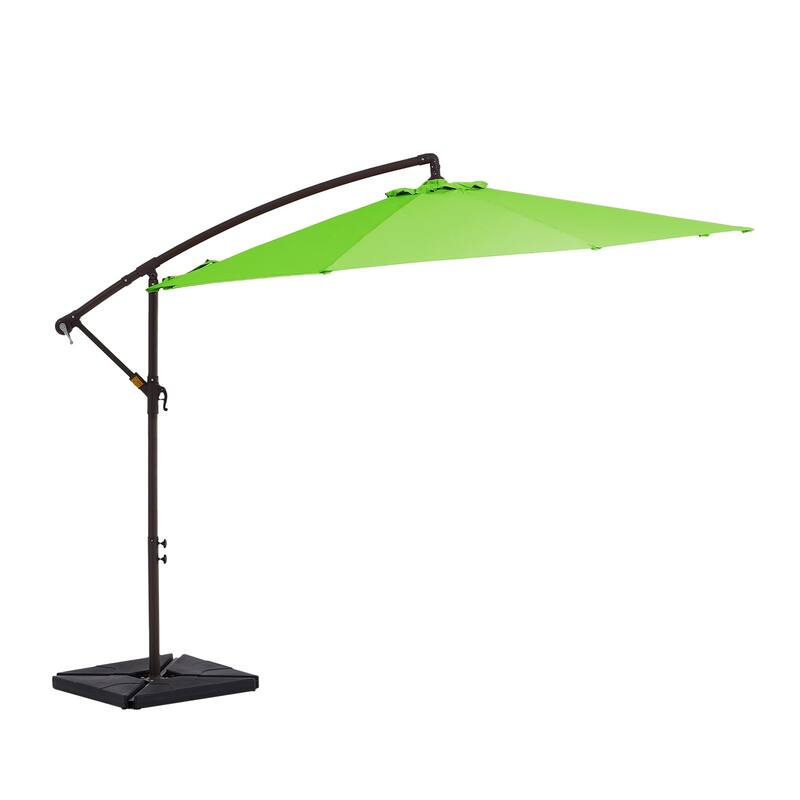 10 ft Steel Crank-lift Cantilever Umbrella With Weighted Base - Apple Green