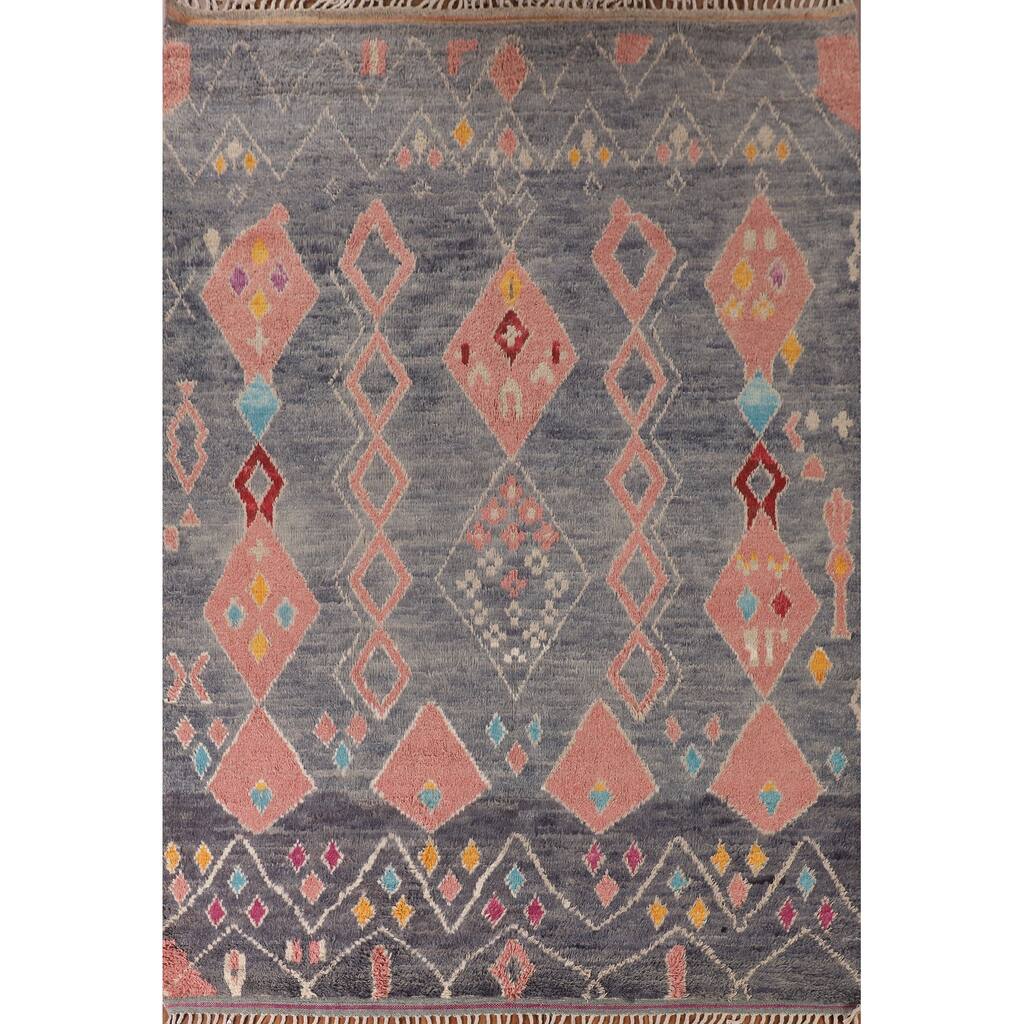 Tribal Moroccan Rug Handmade Oriental Wool Carpet - 7'10" x 10'8"