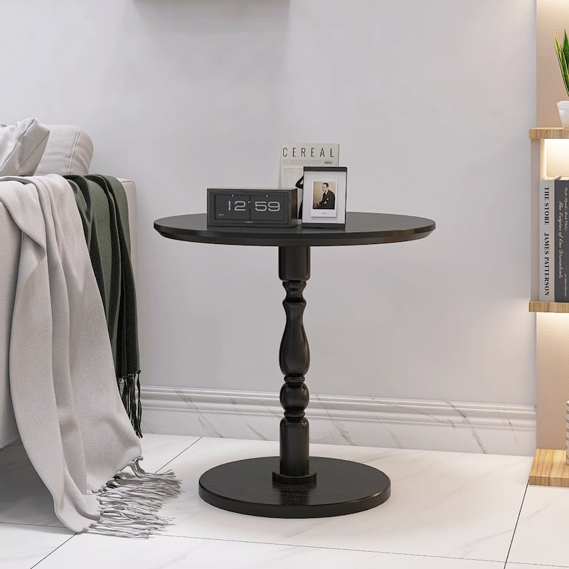 23''Accent Round Table,Round Side Table, Small Table for Small Spaces,Modern Accent Nightstand with Solid Wood Leg