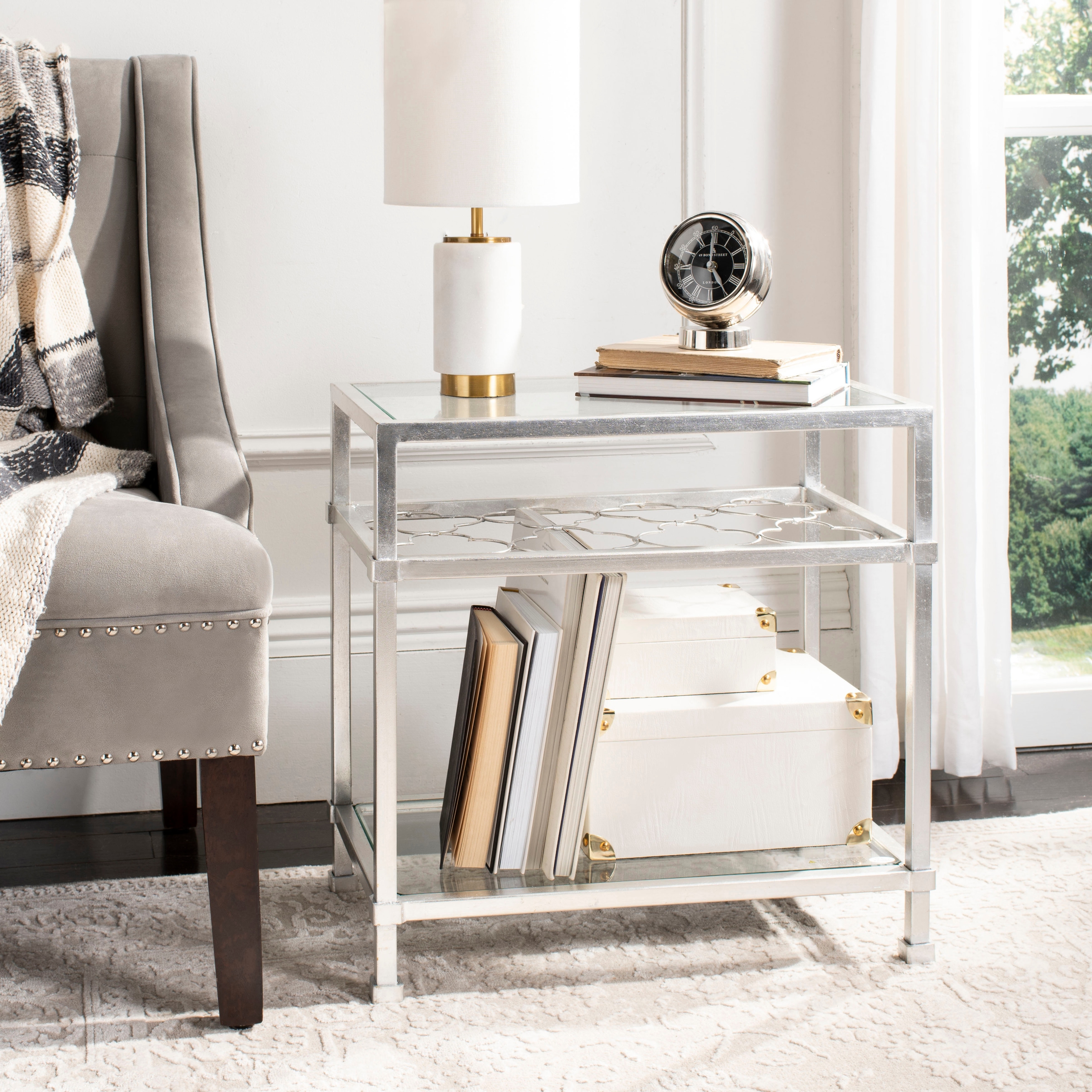 SAFAVIEH Couture Sebiha Glam Glass Side Table, Fully Assembled - 22Wx13Dx22H