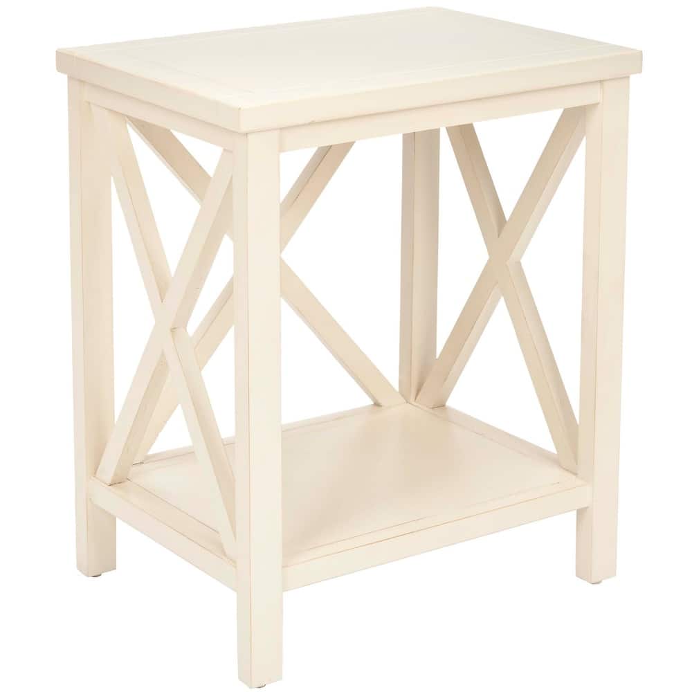 SAFAVIEH Yasumi White Cross Back End Table - 18.1" x 13.4" x 21.5" - 18Wx13Dx22H