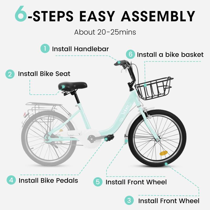 20 Inch Kids Steel Frame Bike, 7-Speed Children Bicycle with Coaster Brake, V-Brake, Chain Guard & Rear Rack for Boys & Girls