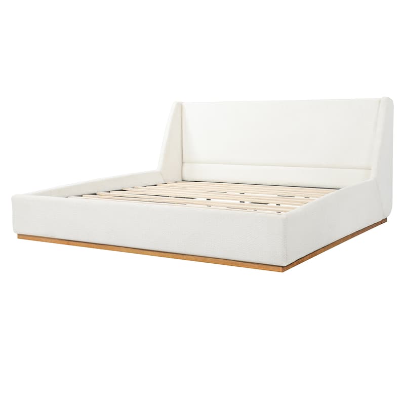 Christopher Knight Home - Modern Upholstered Boucle Platform Bed with Wingback Headboard