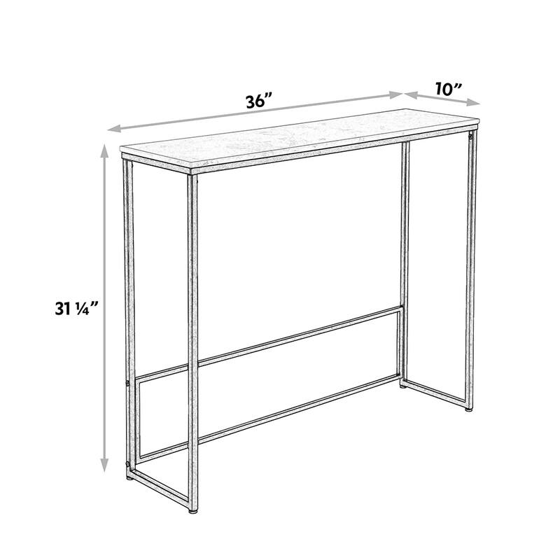 Maypex White Quartz Stone Narrow Console Table with Black Base