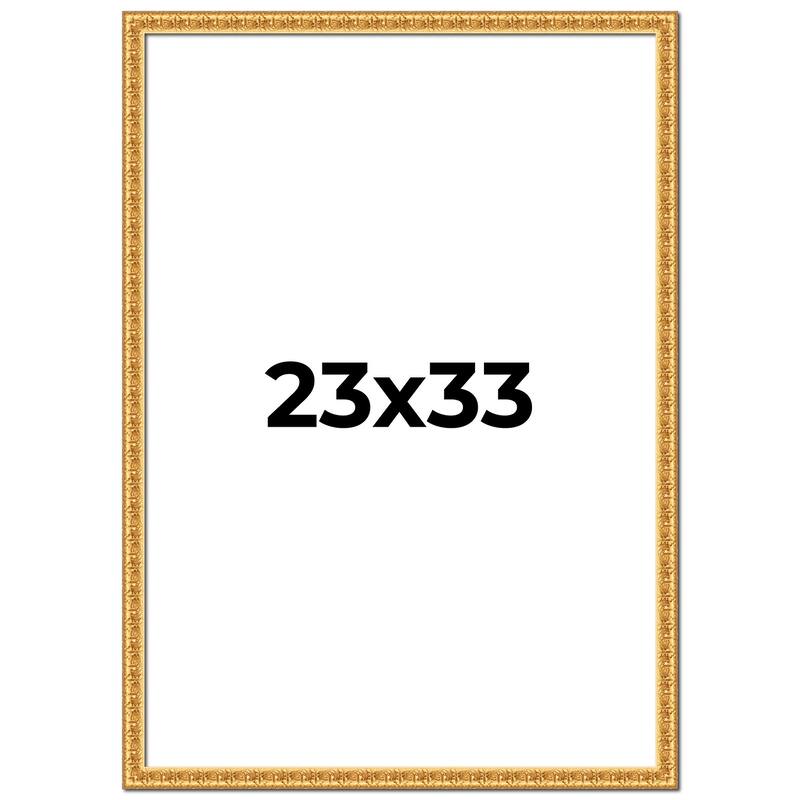 23x33 Frame Gold Real Wood Picture Frame Width 1 inches | Interior