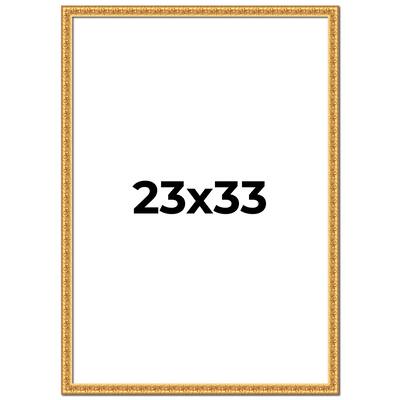 23x33 Frame Gold Real Wood Picture Frame Width 1 inches | Interior