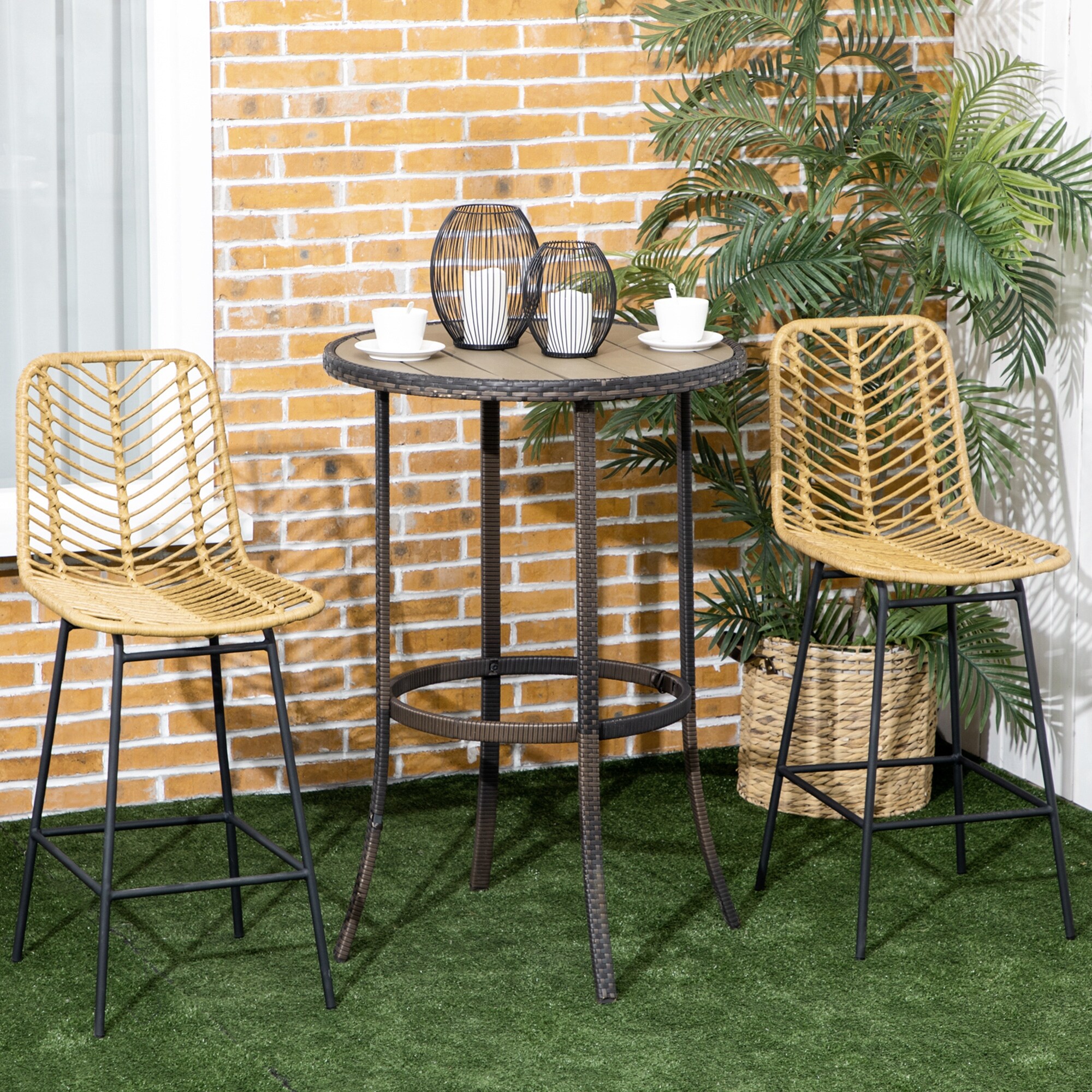 Wicker bar stool set sale