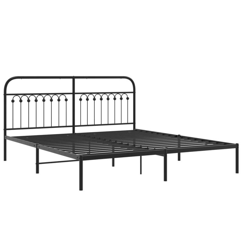 vidaXL Metal Bed Frame with Headboard Platform Base Home Bedroom Furniture