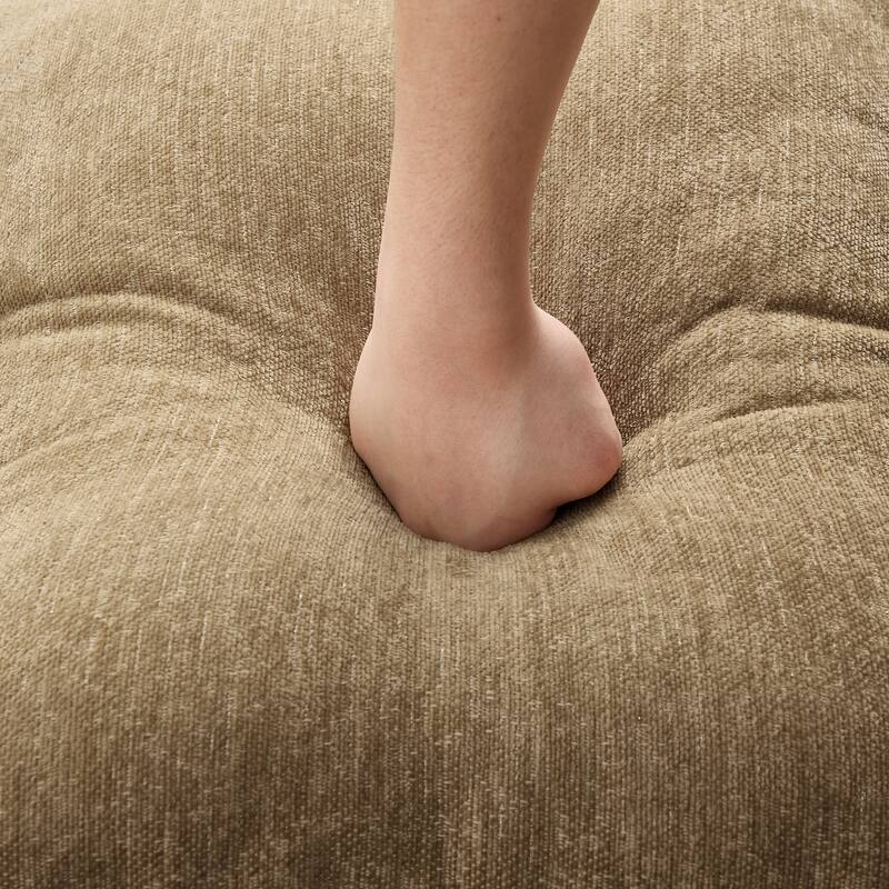 2-Seater L Shaped Sofa Couch, Lounge Sofa with Removable Ruffles Pleats Skirts, Loveseat Sofa with Movable Ottoman