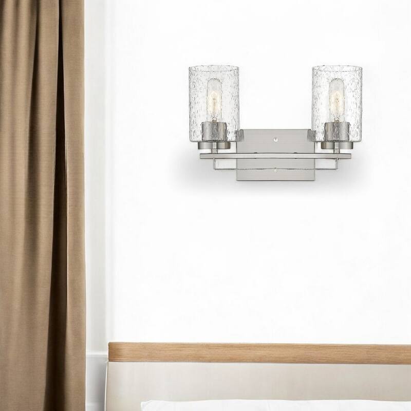 Modern Flush Mount Wall Light Fixture with Clear Bubble Glass Shade and LED Compatible for Bedroom - 2 - Silver