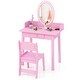 preview thumbnail 2 of 18, Costway Kids Vanity Set with Lighted Mirror Chair 2-Color LED Lighting - See Details