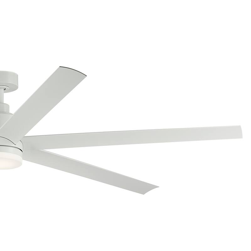 Kichler Lighting Loa 80 Inch Ceiling Fan with Satin Etch Cased Opal Glass in Matte White with White Blades