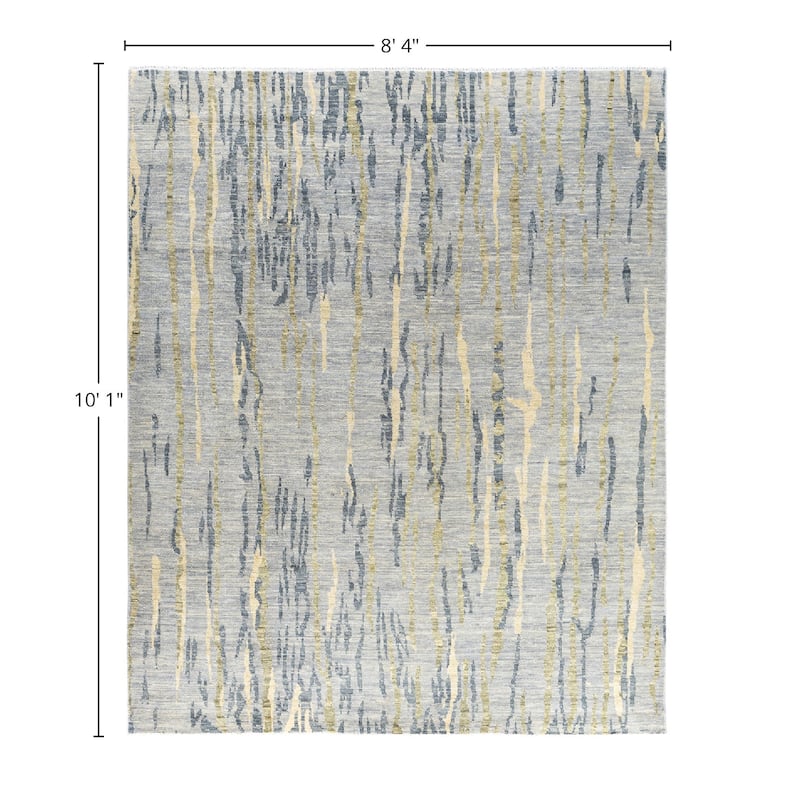 Modern One-of-a-Kind Hand-Knotted Area Rug - Gray, 8' 4" x 10' 1" - 8' 4" x 10' 1"