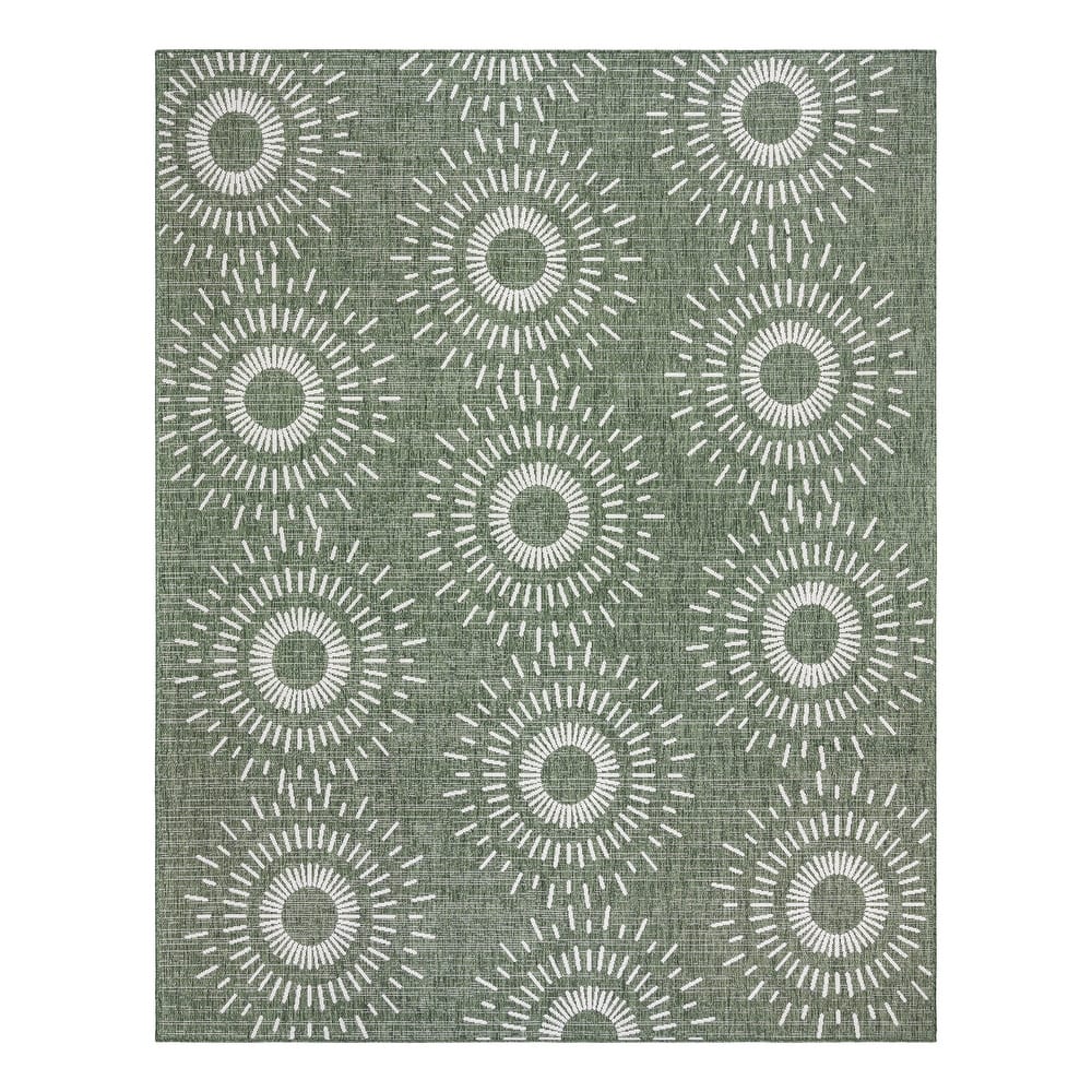 Gertmenian Tropea Tiaret Indoor Outdoor Flatweave Rug, Boho Sunburst Design