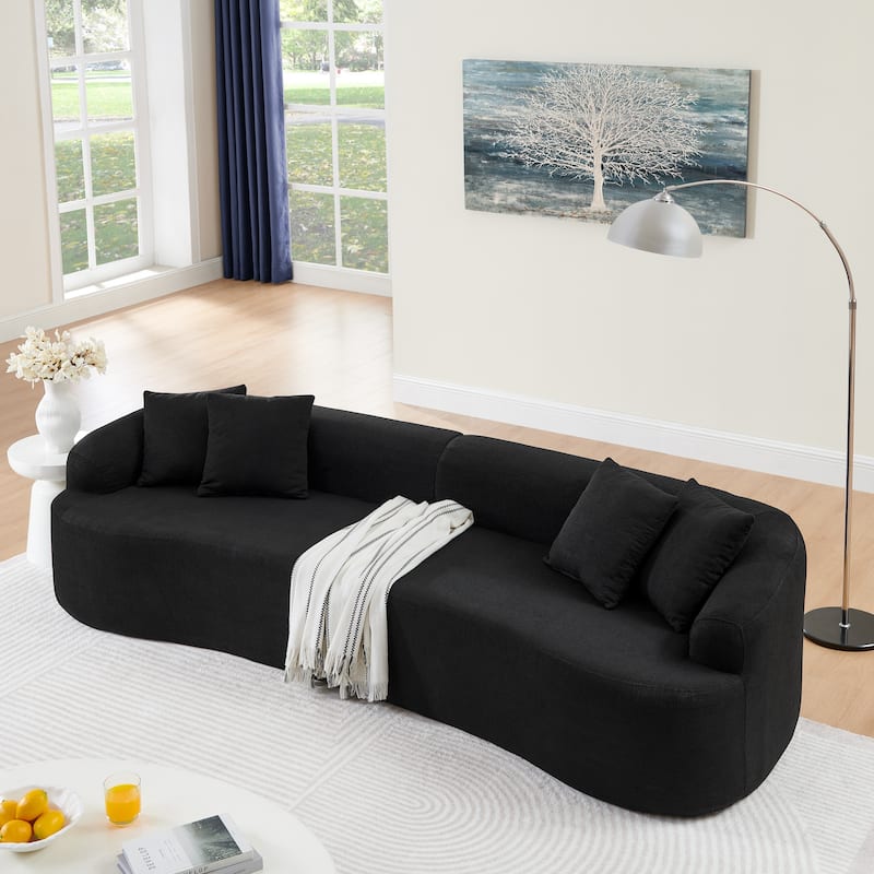 GDFStudio - Ami Curved Compressed Modular Sectional Sofa in Lamb's Wool Fabric