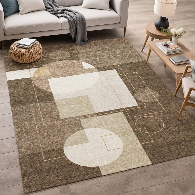 Machine Washable Indoor/ Outdoor Modern Filly Chantille Rug