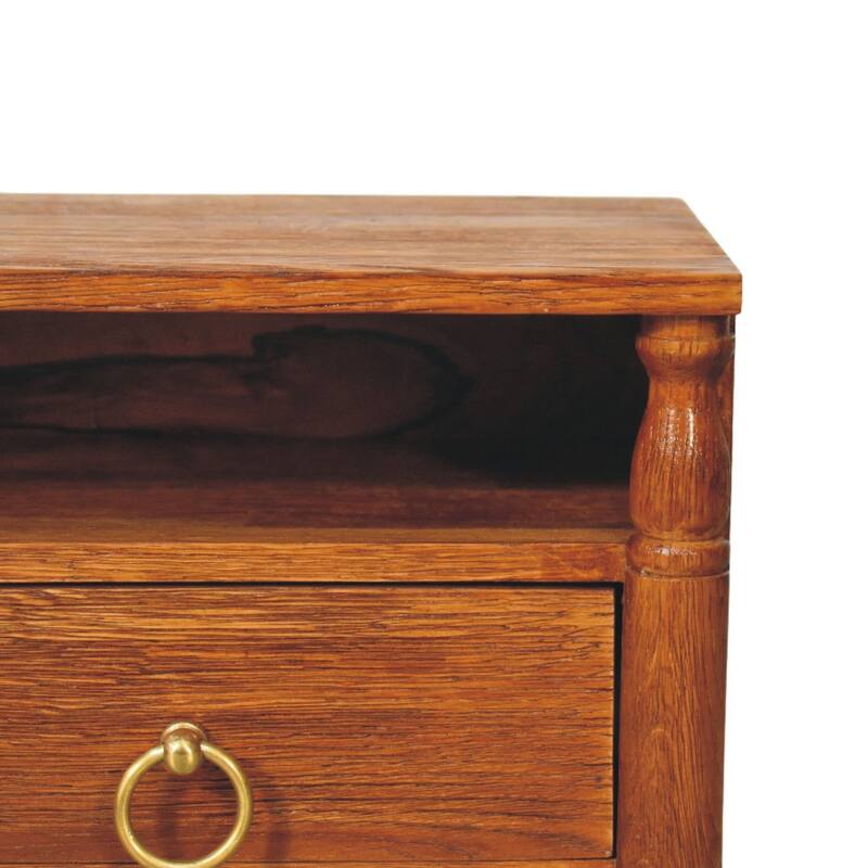 Artisan Furniture Solid Wood Turned Pillar Wall Nightstand, Brown