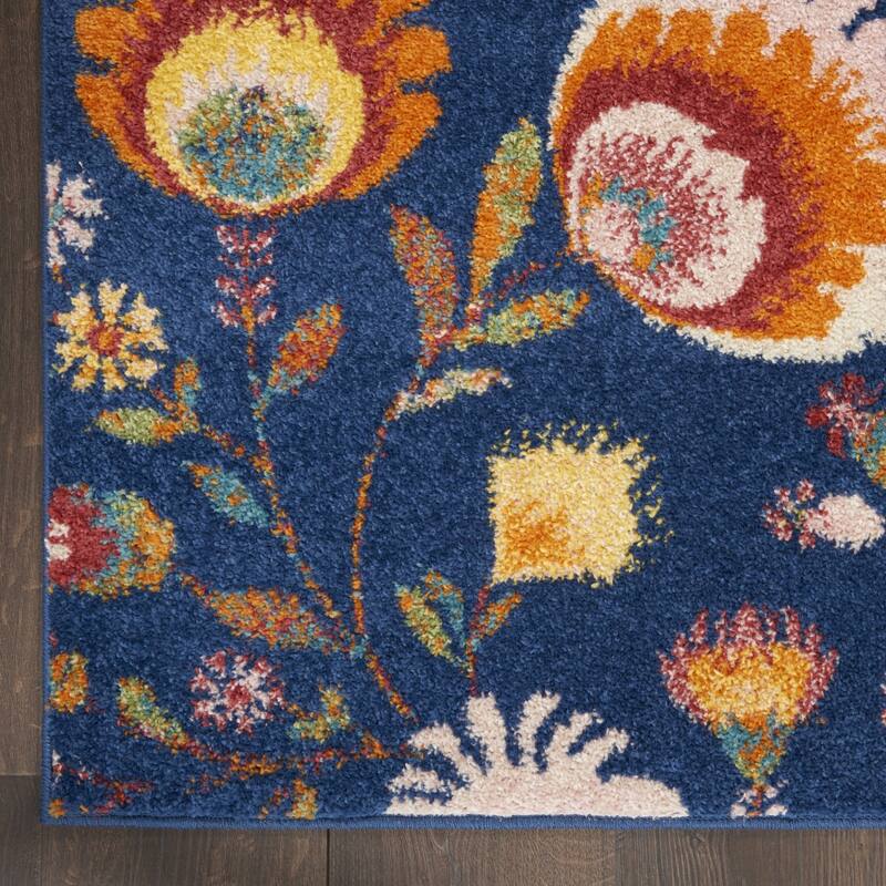 Power Loomed Floral Traditional Low Pile Area Rug