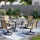 preview thumbnail 30 of 174, Patio Dining Set, Outdoor Dining Table and Chairs Set with Textilene Chairs, Adjustable Umbrella Hole for Garden, Backyard 5 Piece-Round - Brown-Swivel
