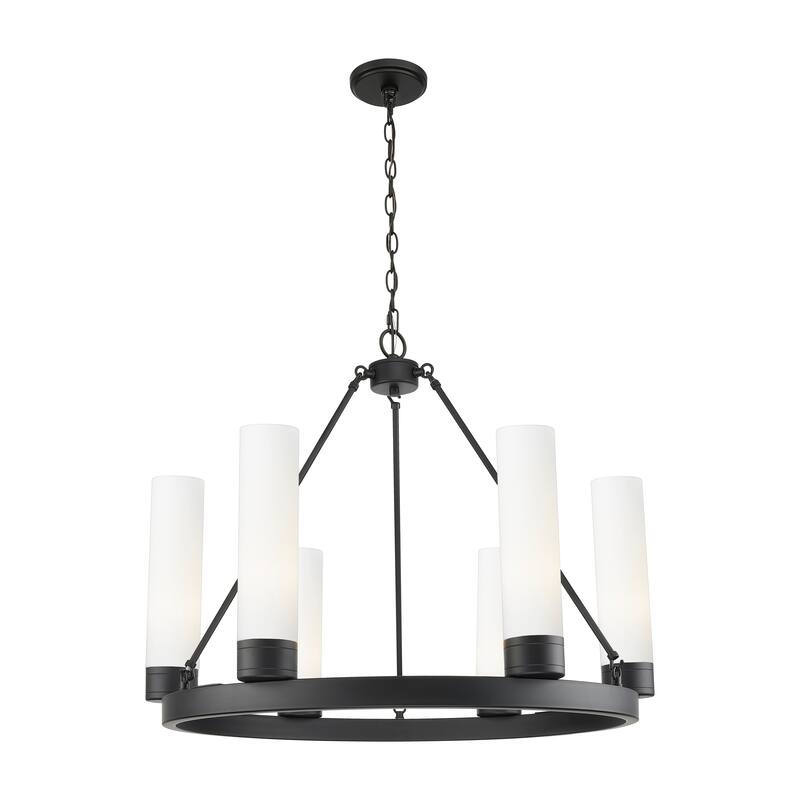 Innovations Lighting Downtown Urban - Boreas - 6 Light 29" Chandelier with 11" Shades - Matte Black/White